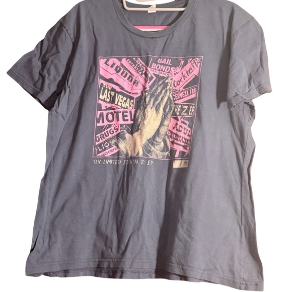 Tops - The Last Vegas Band Graphic Tee with Pink Design
